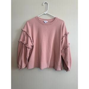 Time & Tru Pink Ruffle Sleeve Sweatshirt XL